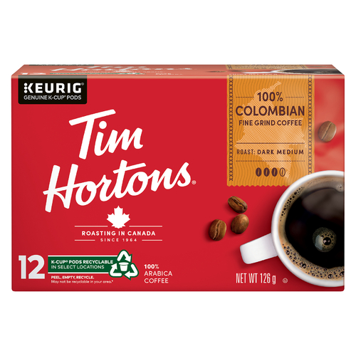 Tim Hortons Coffee Pods 100% Colombian Dark Medium Roast