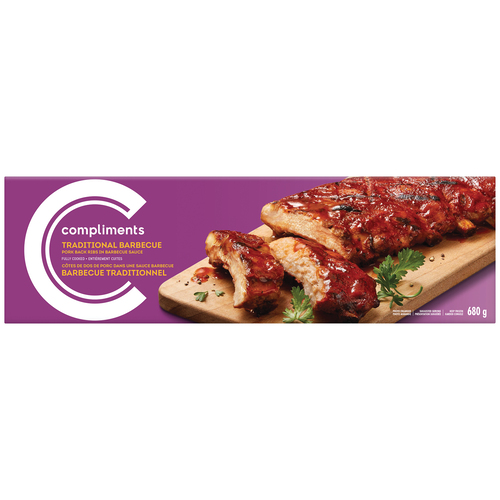 Compliments Frozen Pork Back Trad BBQ Ribs