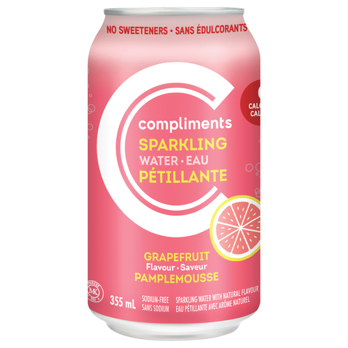 Buy Compliments Sparkling Water Pink Grapefruit 355 ml FreshCo