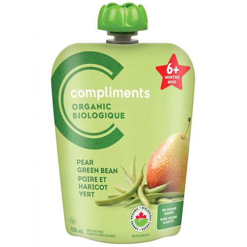 Compliments Organic Baby Food Purée Pear & Green Beans