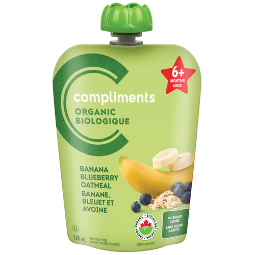 Compliments Organic Baby Food Purée Banana Blueberry & Oatmeal