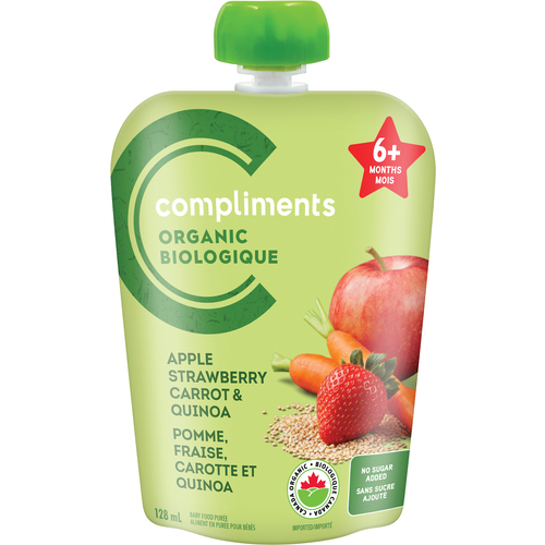 Compliments Organic Baby Food Pouch Apple Strawberry Carrot & Quinoa