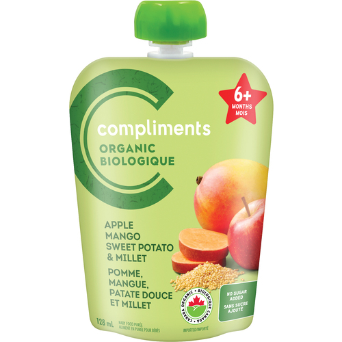 Compliments Organic Baby Food Pouch Apple Mango Sweet Potato & Millet