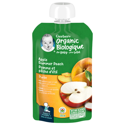 GERBER Organic Purée, Pear Peach Strawberry, Baby Food