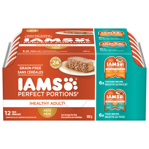 Iams Perfect Portions Healthy Adult Grain Free Chicken & Salmon Pâté Wet Cat Food