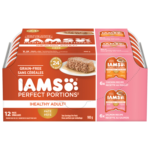 Iams Perfect Portions Healthy Adult Grain Free Chicken & Salmon Pâté Wet Cat Food