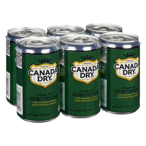 Buy Canada Dry Zero Sugar Soft Drink Ginger Ale 6 x 222 ml (cans