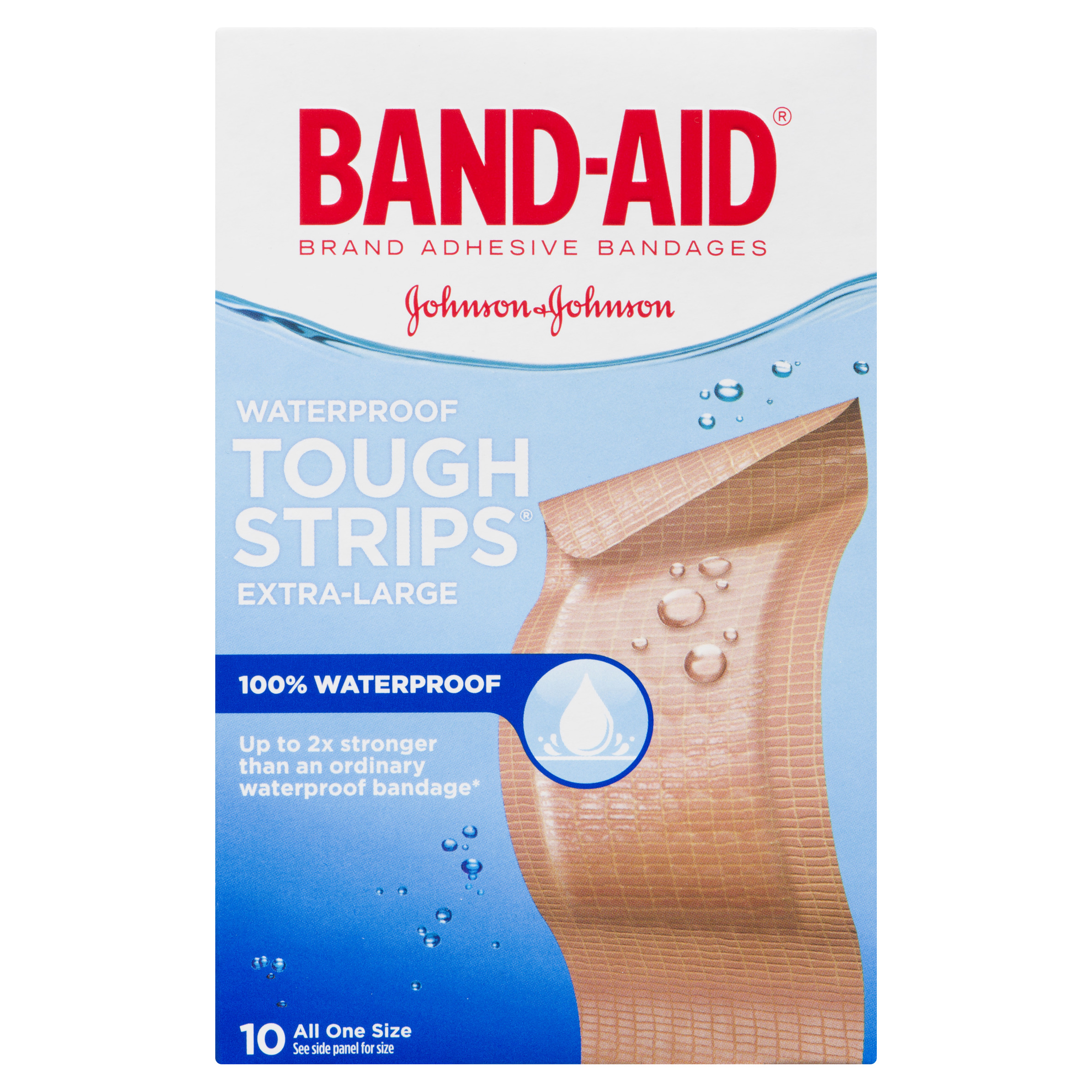 Buy Band-Aid Waterproof Strip Bandages Extra Large All One Size 10 EA ...