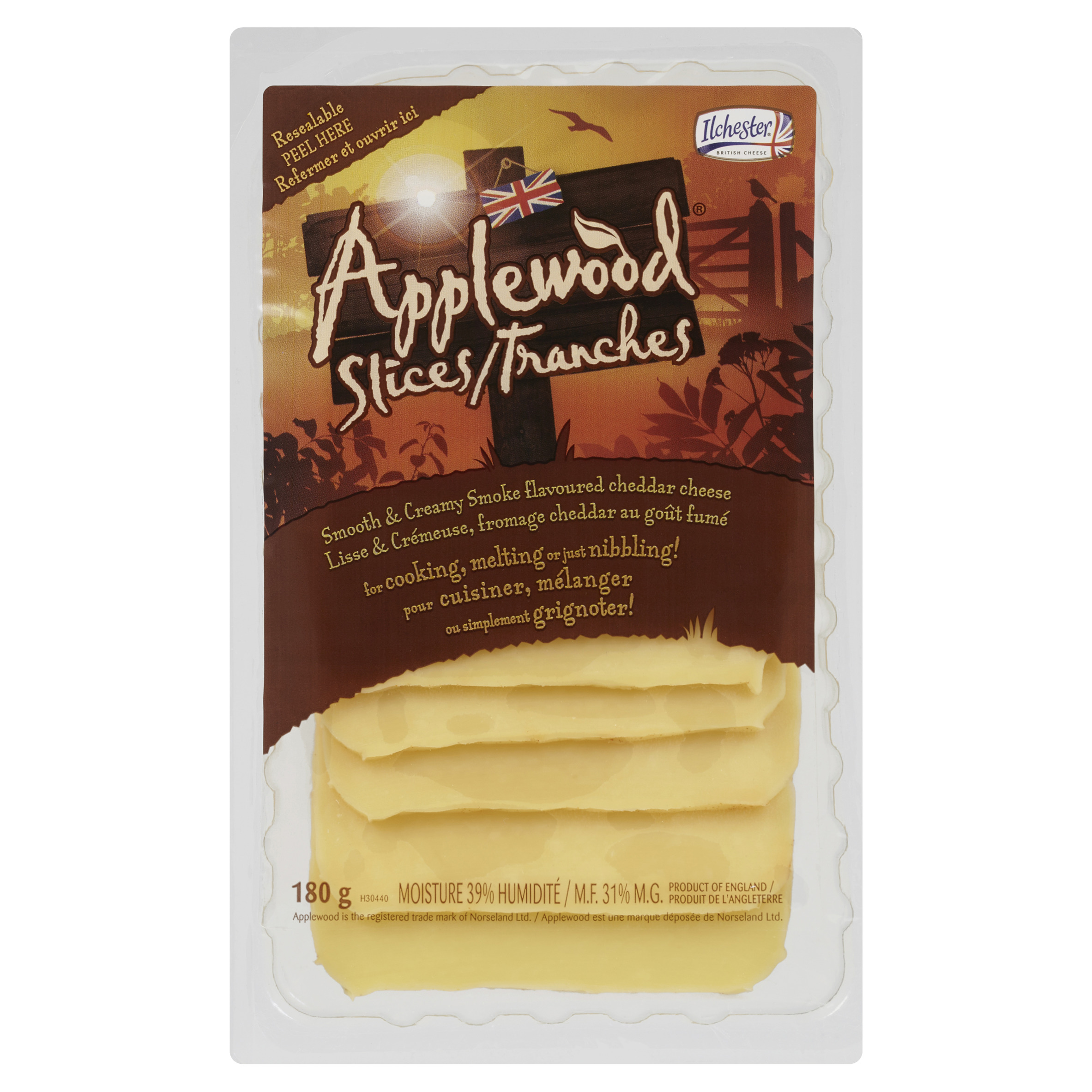 Ilchester Applewood Sliced Cheese Smooth & Creamy Smoke Cheddar