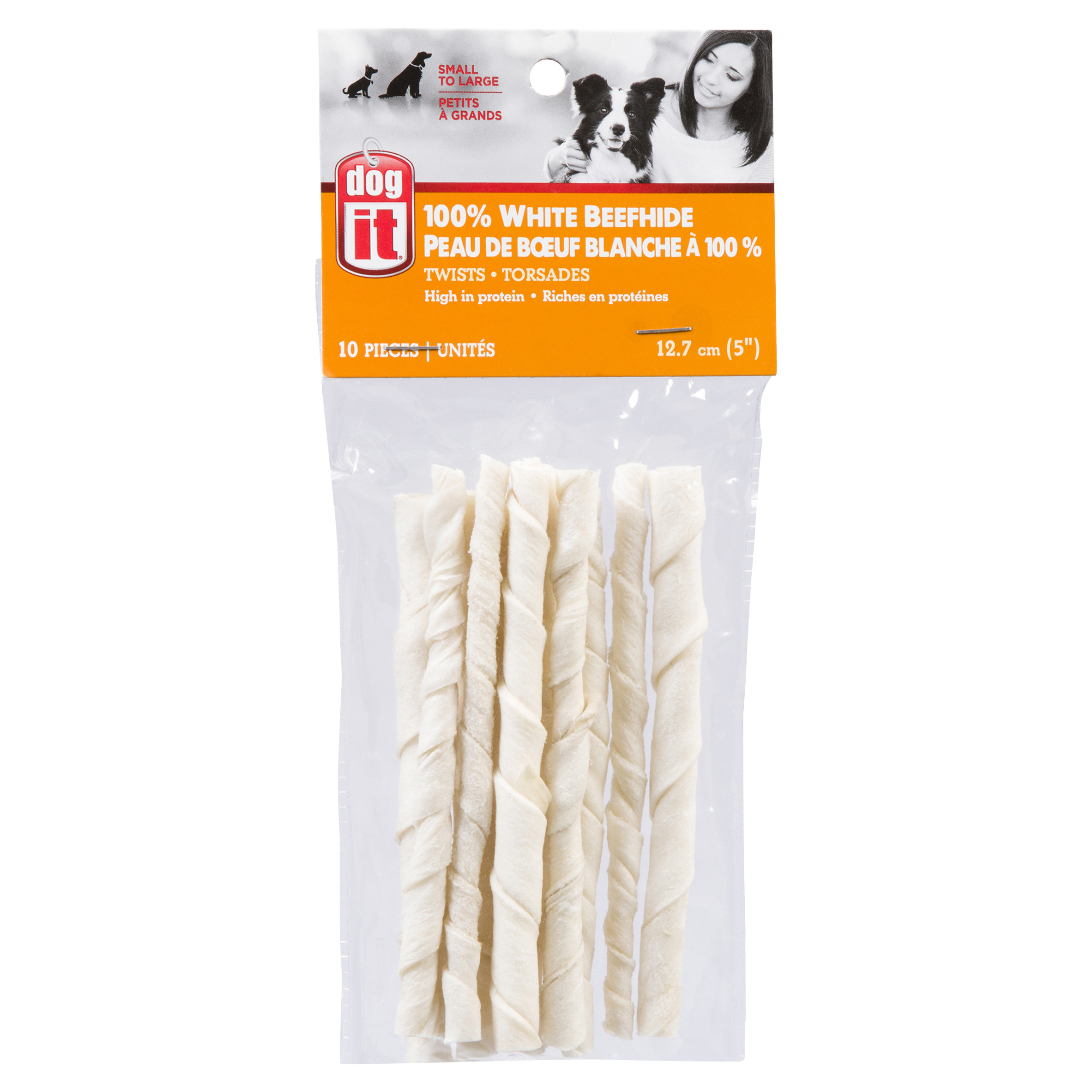Dogit High In Protein White Beefhide Twists