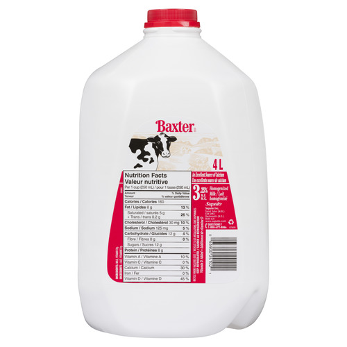 ミルク Buy Baxter 3.25% Milk Jug Homogenized 4 L | IGA