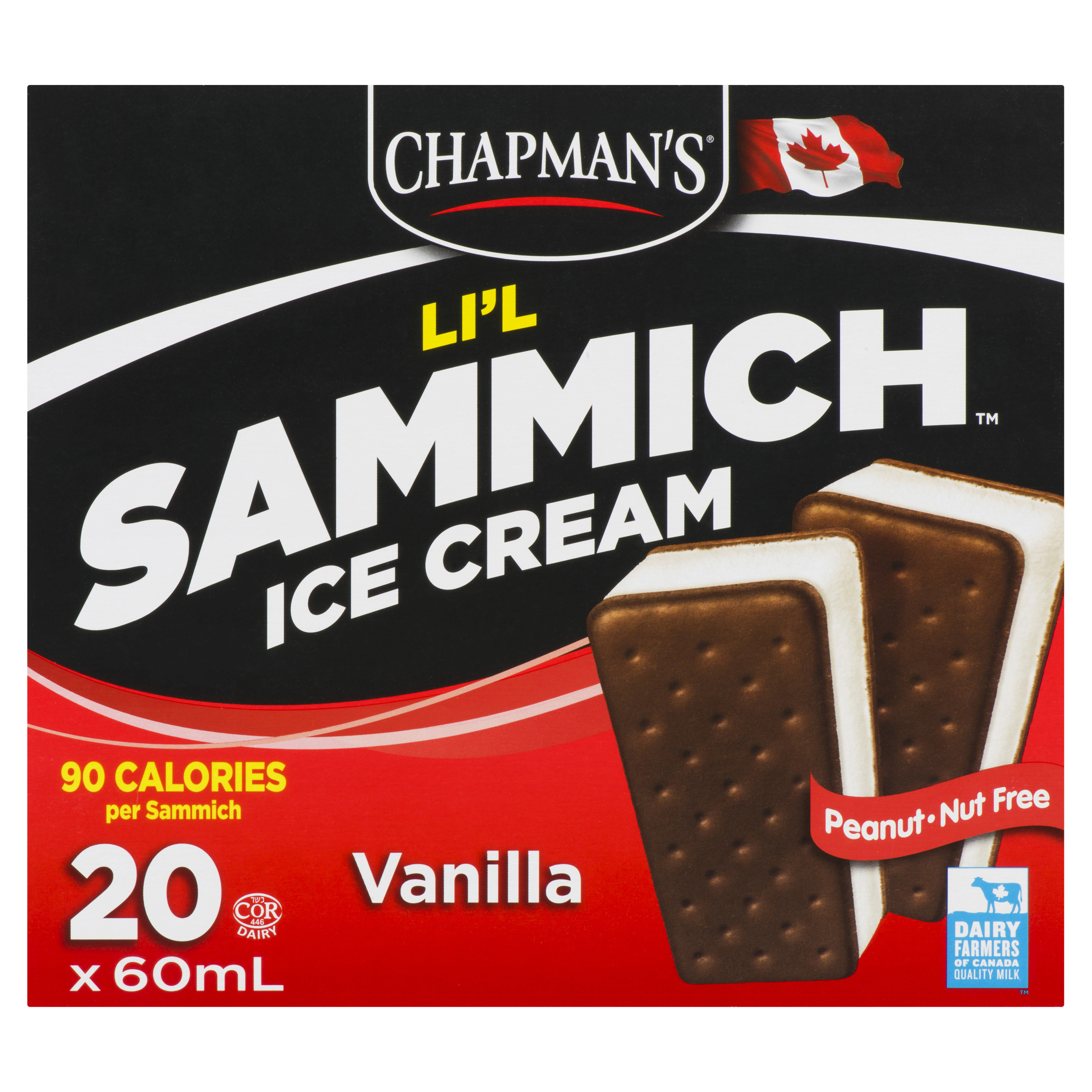 Chapman's Li'l Sammich Ice Cream Vanilla 20 x 60 ml