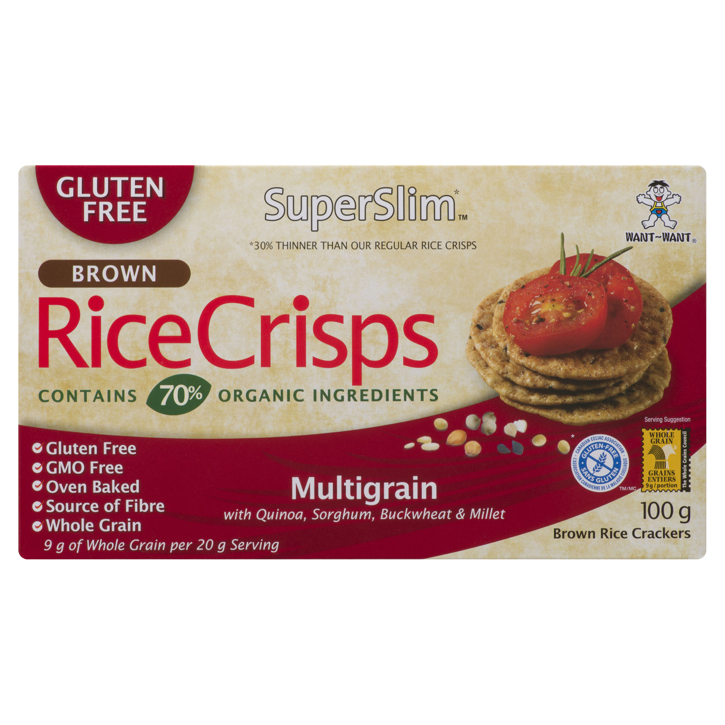 Super Slim Gluten-Free Brown Rice Crisps Multigrain 100 g