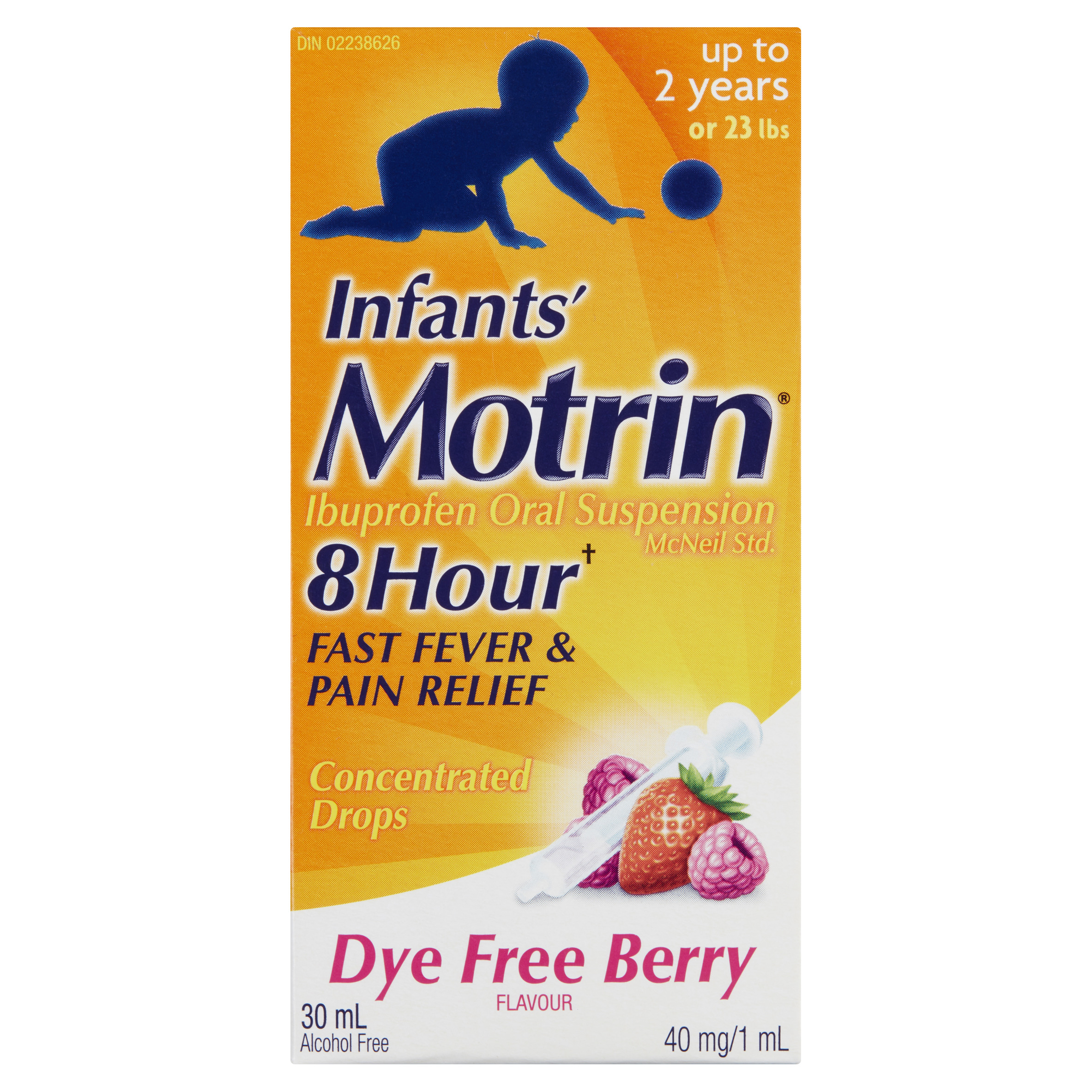 Motrin Infant Dye-Free Berry Ibuprofen Oral Suspension Pain Relief 30 ml