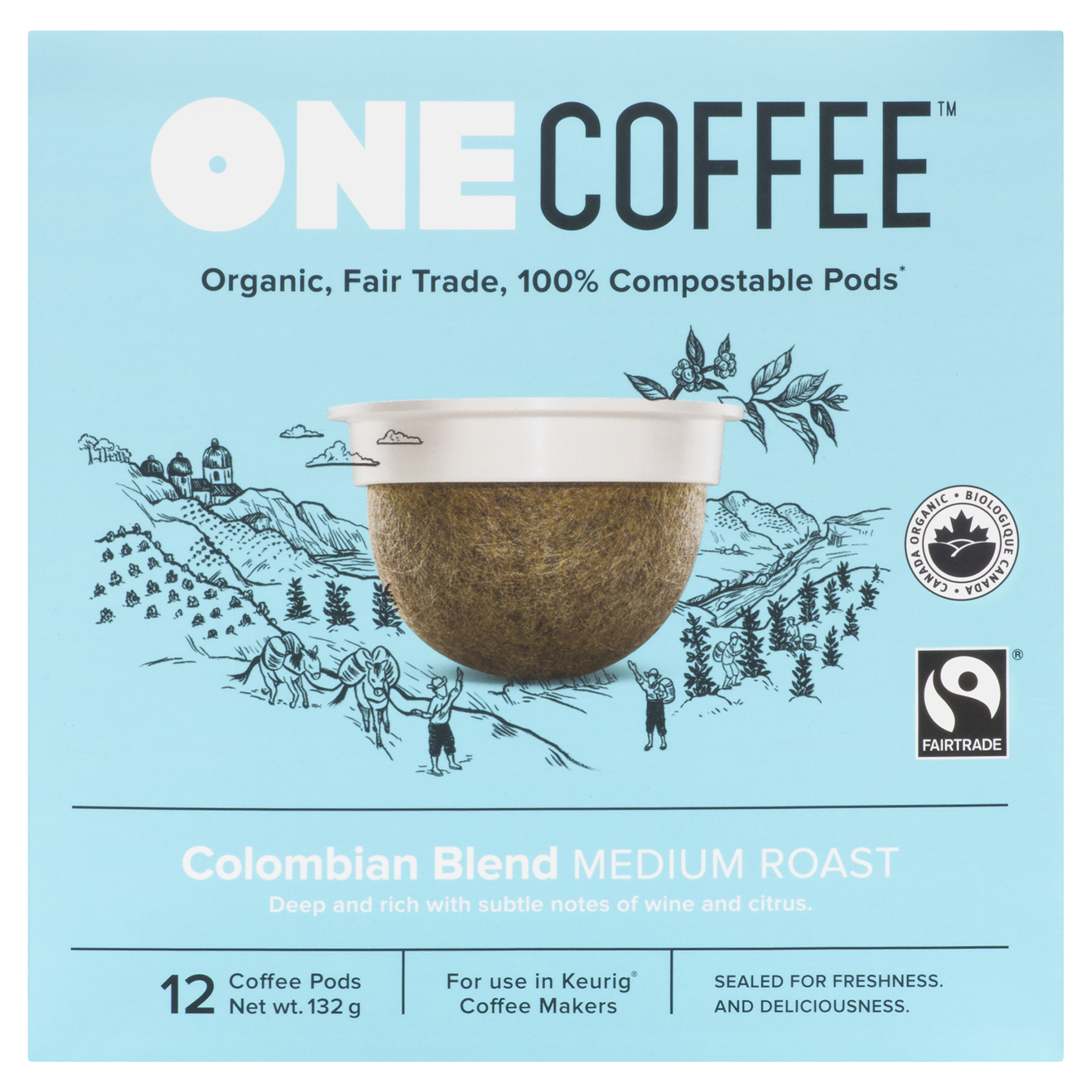 Buy One Coffee Organic Colombian Blend 12 K-Cups 132 g | Foodland