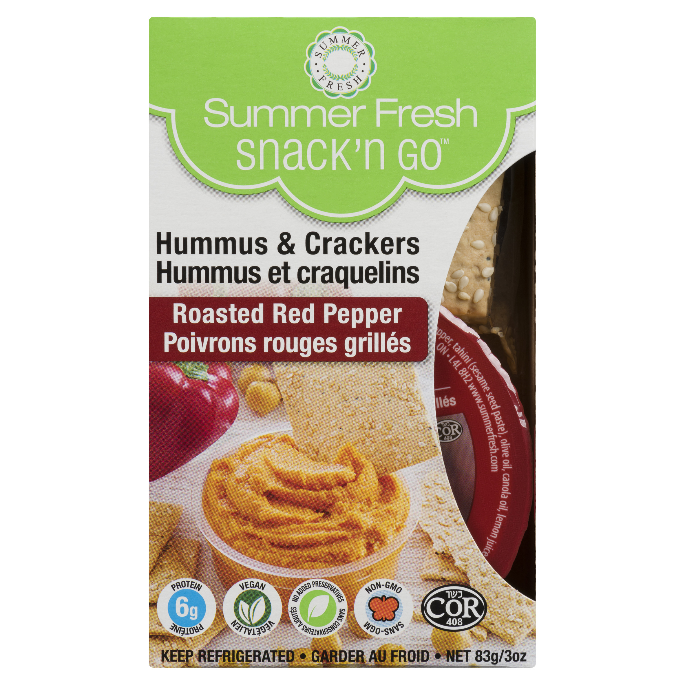 Summer Fresh Snack And Go Vegan Hummus Roasted Red Pepper