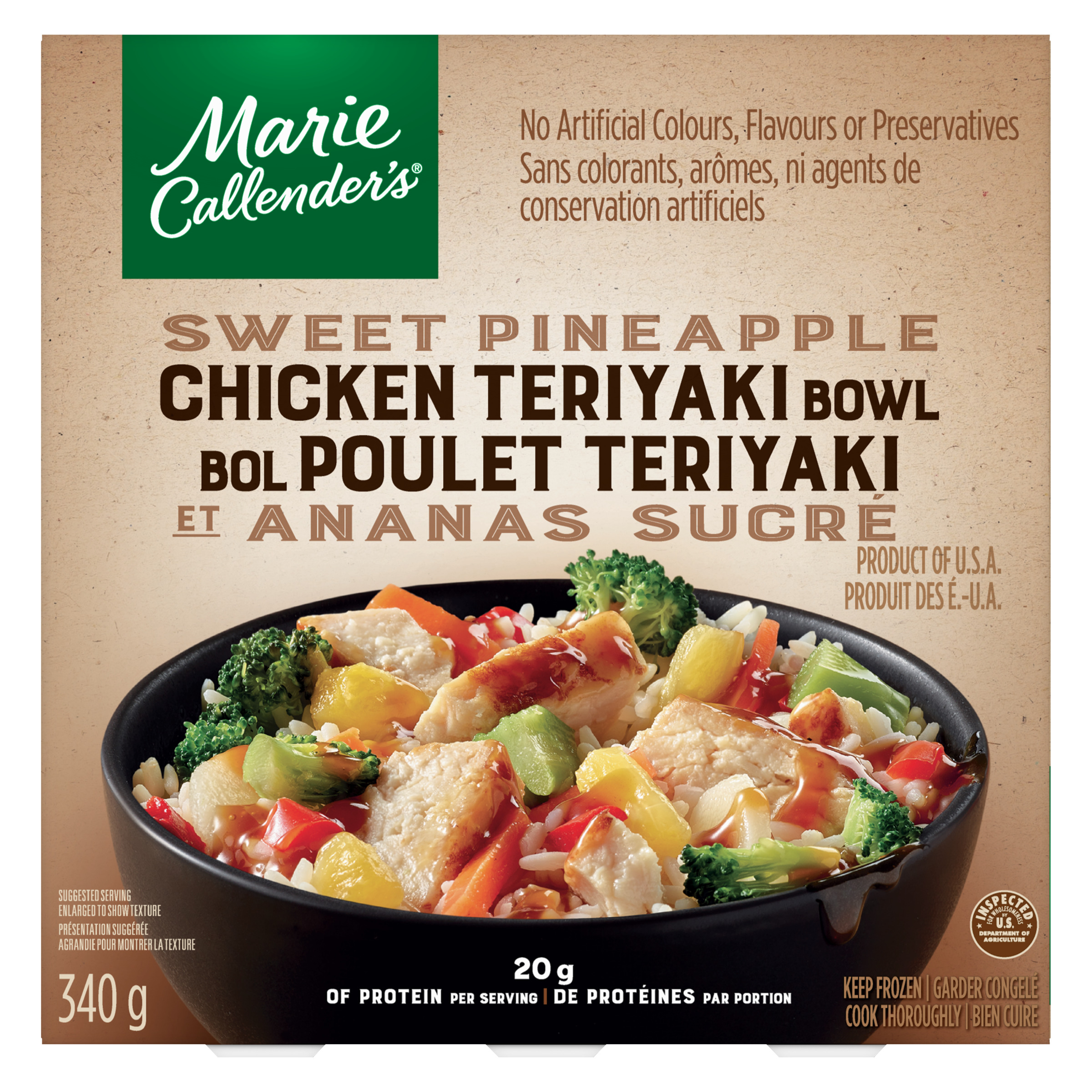 Marie Callender's Frozen Entrée Bowl Sweet Pineapple Chicken Teriyaki