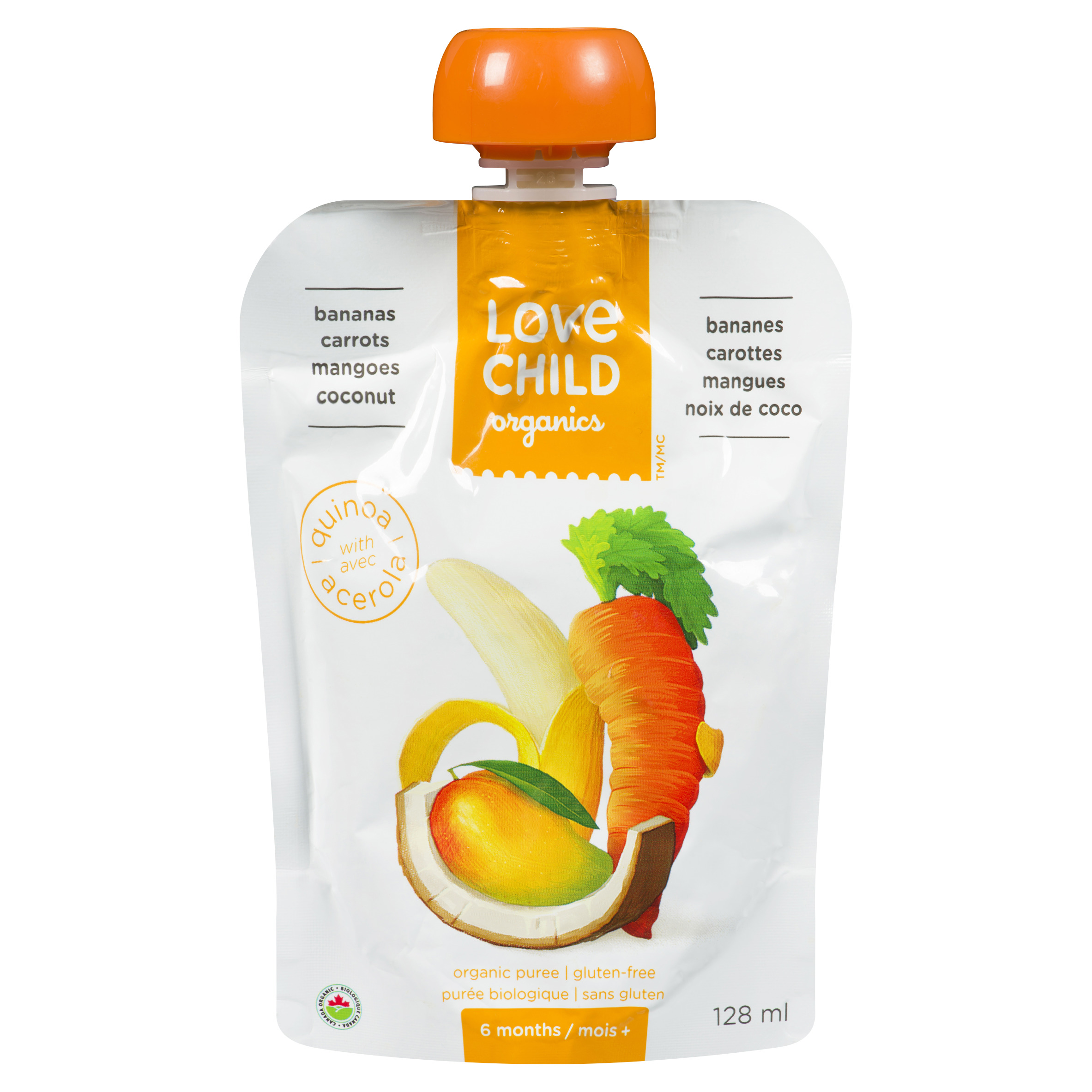 Love Child Organics Super Blends Baby Puree - Bananas, Carrots, Mangoes & Coconut