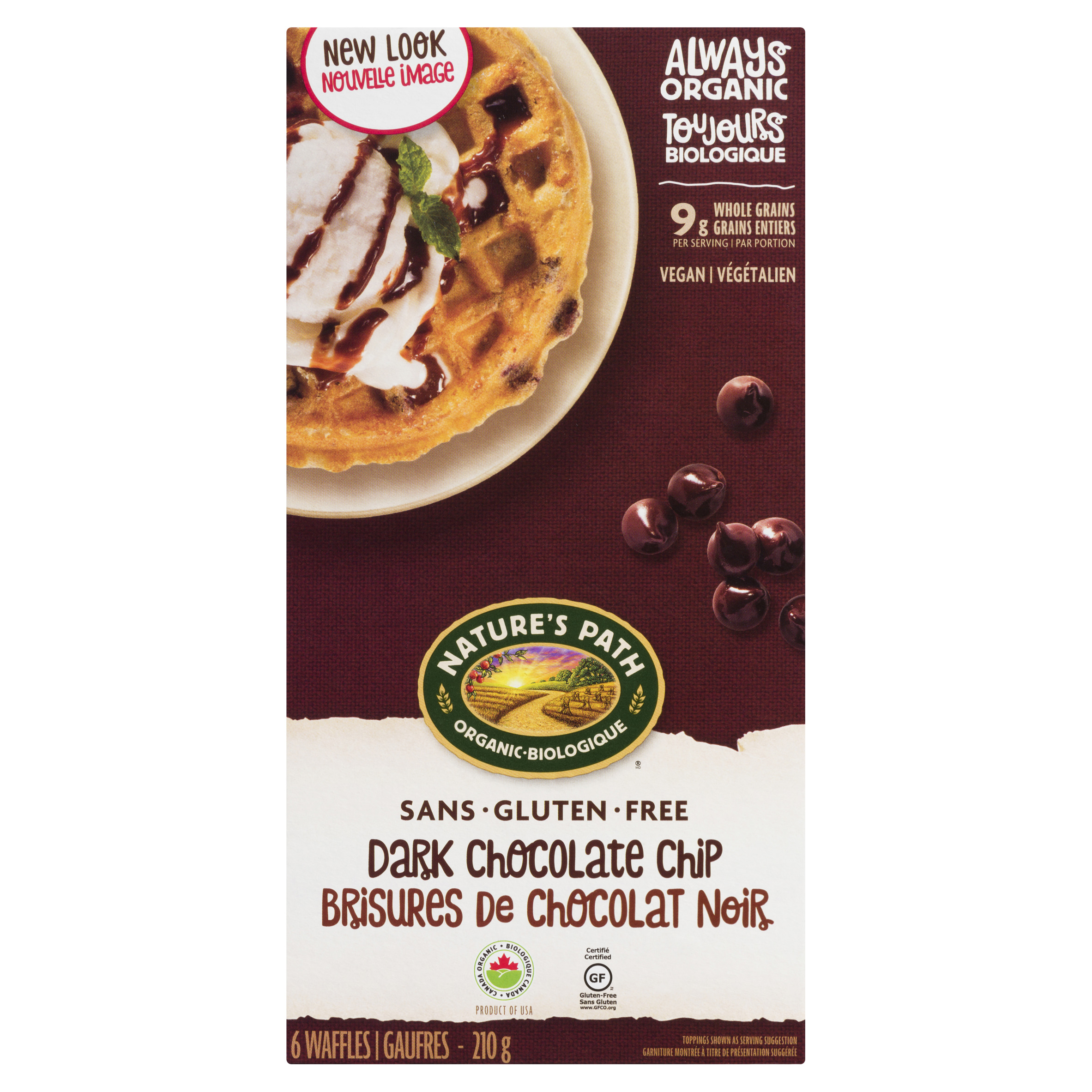 Nature's Path Gluten-Free Frozen Waffles Dark Chocolate Chip