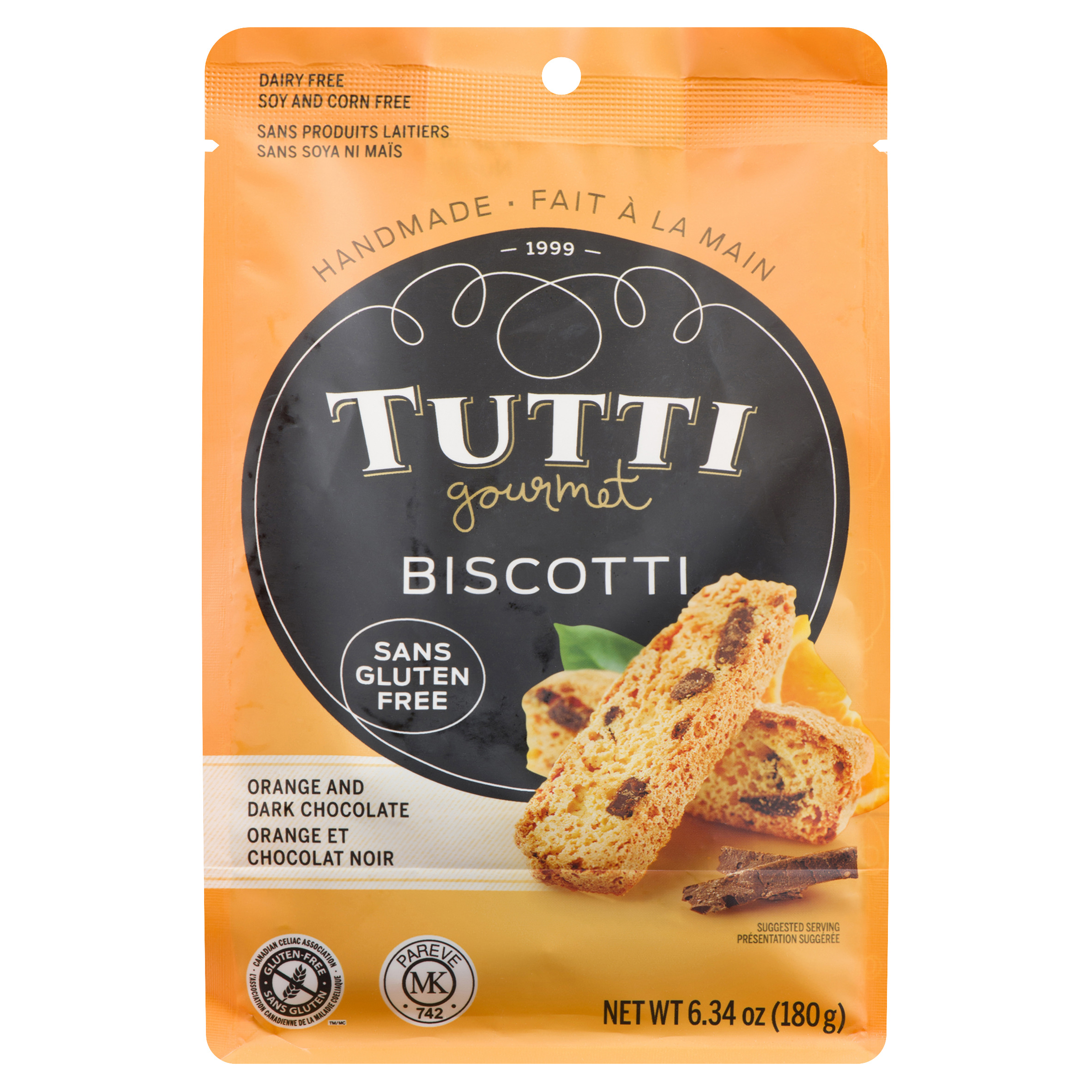Tutti Gourmet Gluten-Free Biscotti Orange & Dark Chocolate