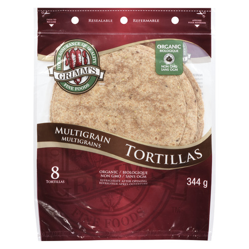 Grimms Fine Foods Organic Non GMO Tortillas Multigrain