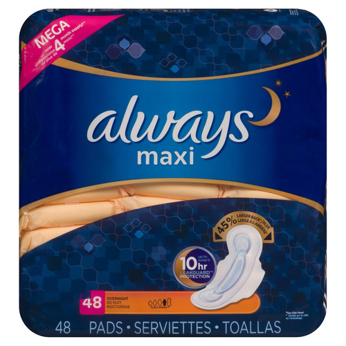 Always Maxi Pads Overnight With Wings