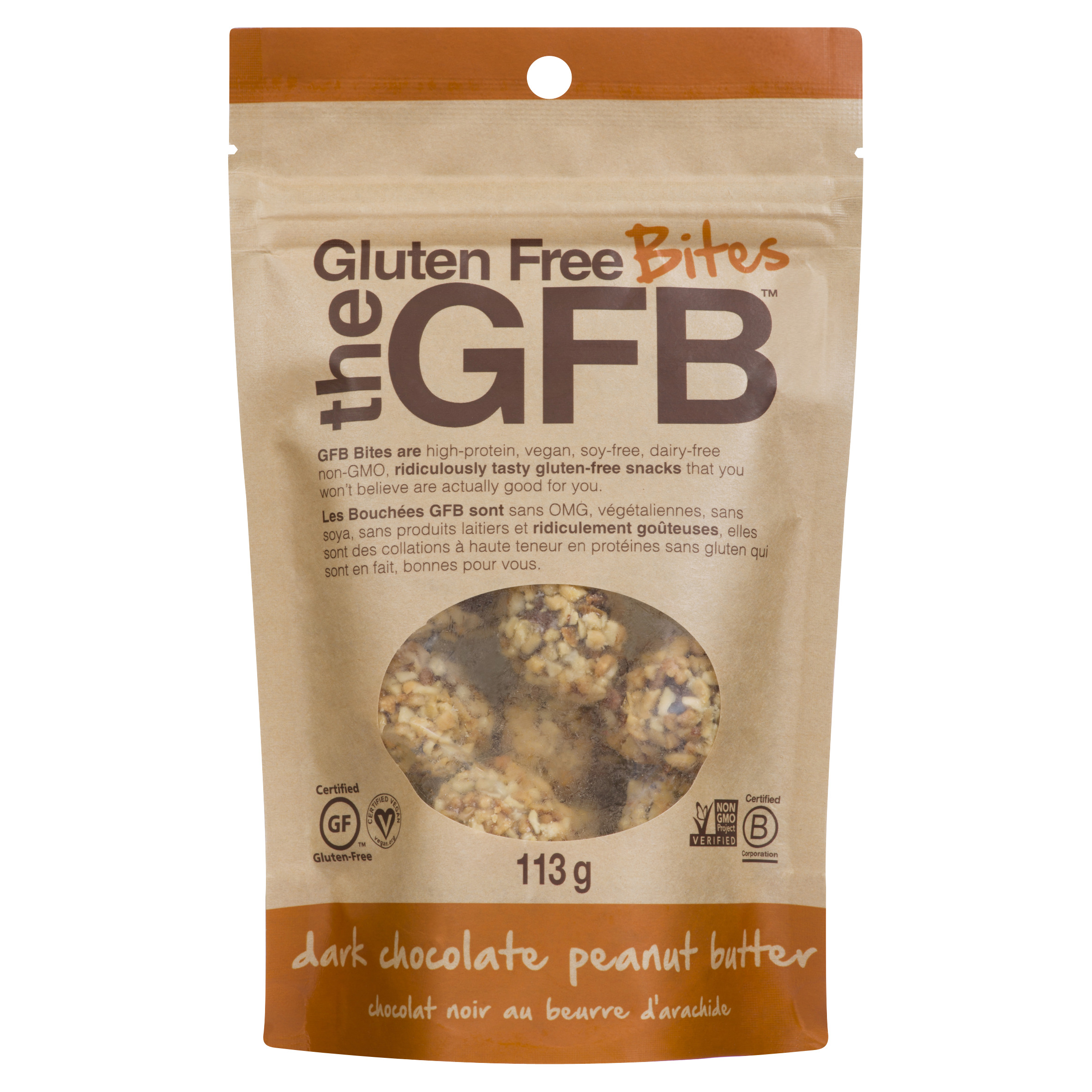 The GFB Gluten-Free Bites Dark Chocolate Peanut Butter