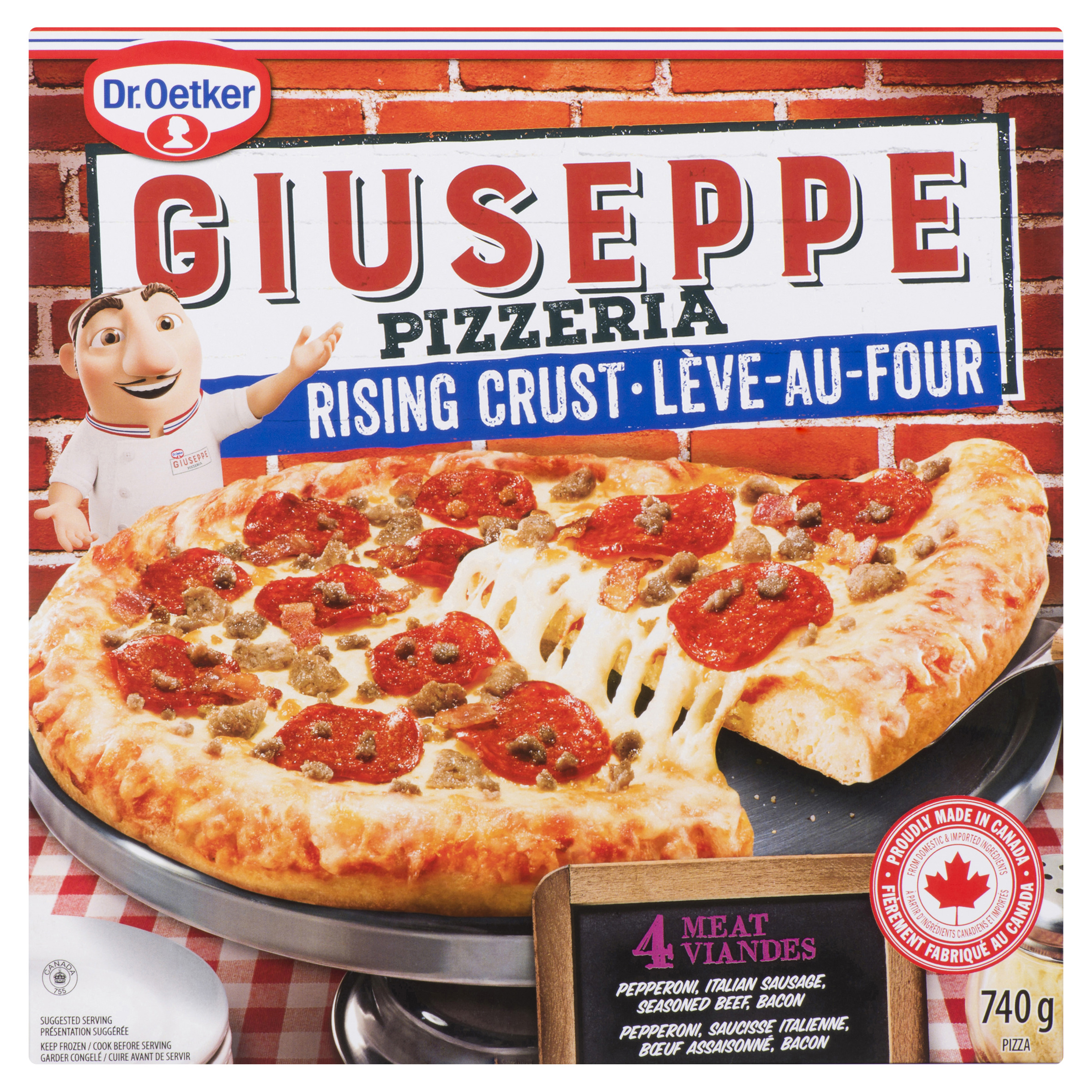 Dr. Oetker Giuseppe Pizzeria Frozen Rising Crust Pizza 4 Meat 740 g
