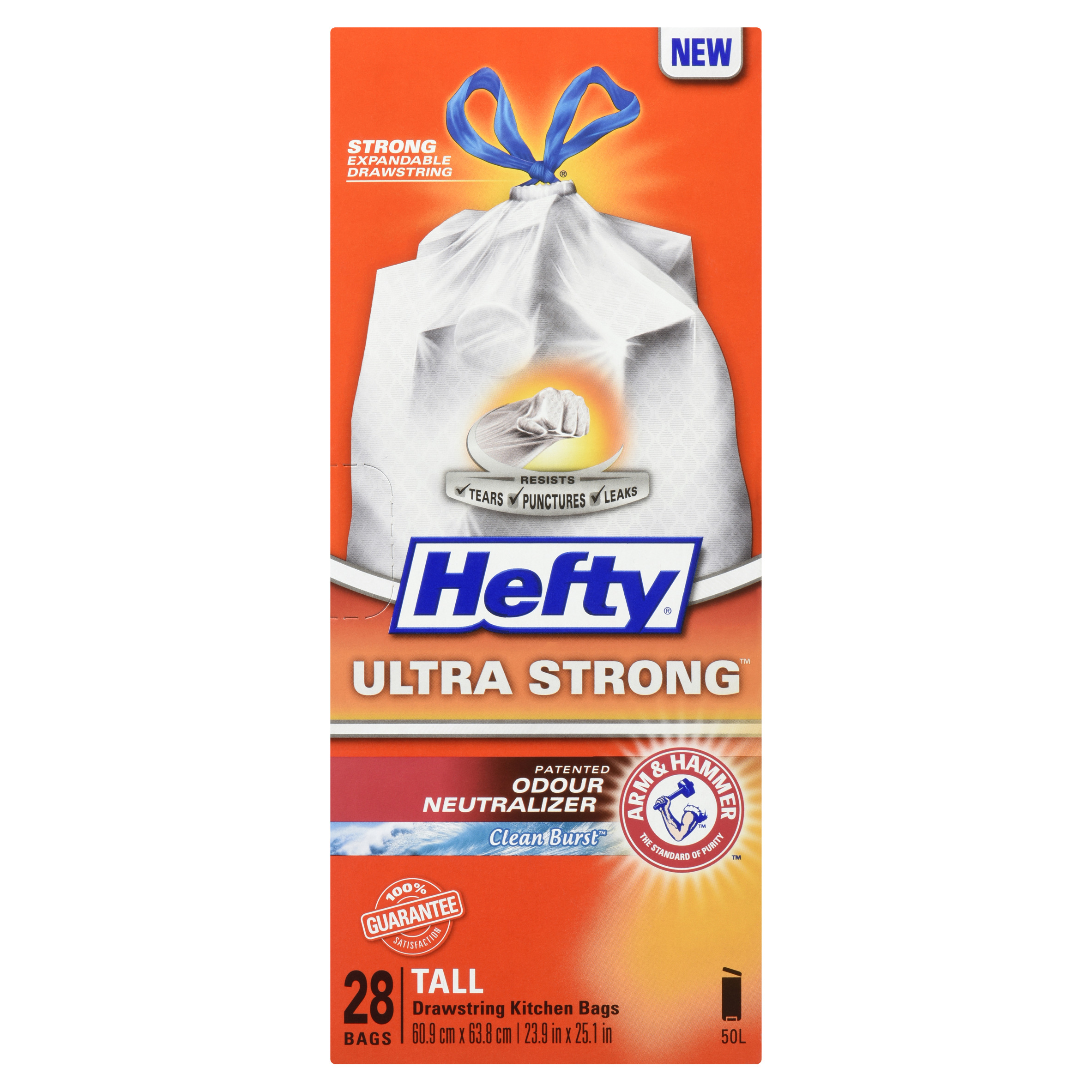 Buy Hefty Ultra Strong Drawstring Garbage Bags White Tall 50 L 28 Bags ...