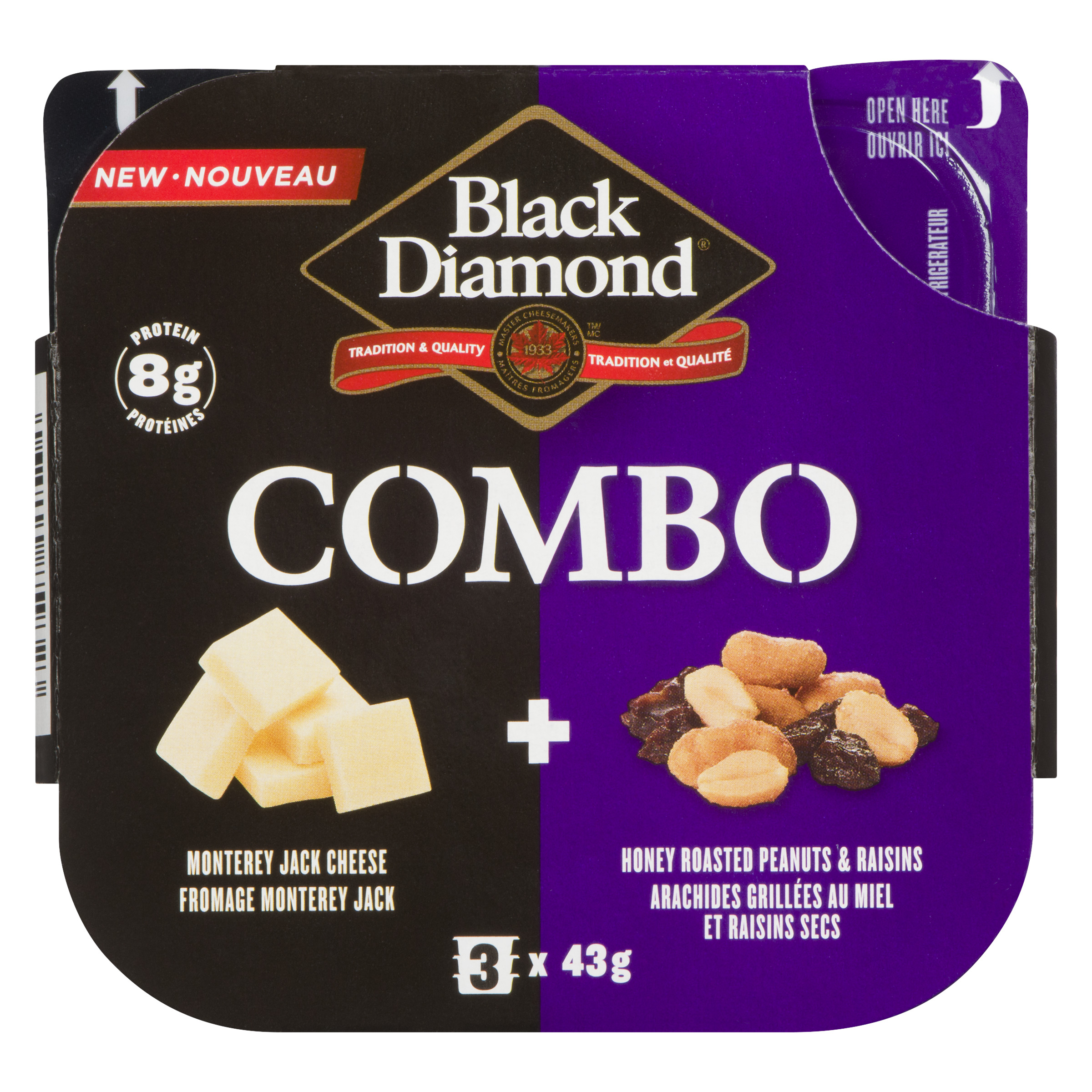 Buy Black Diamond Combo Cheese Monterey Jack Peanuts & Raisins 129 g ...