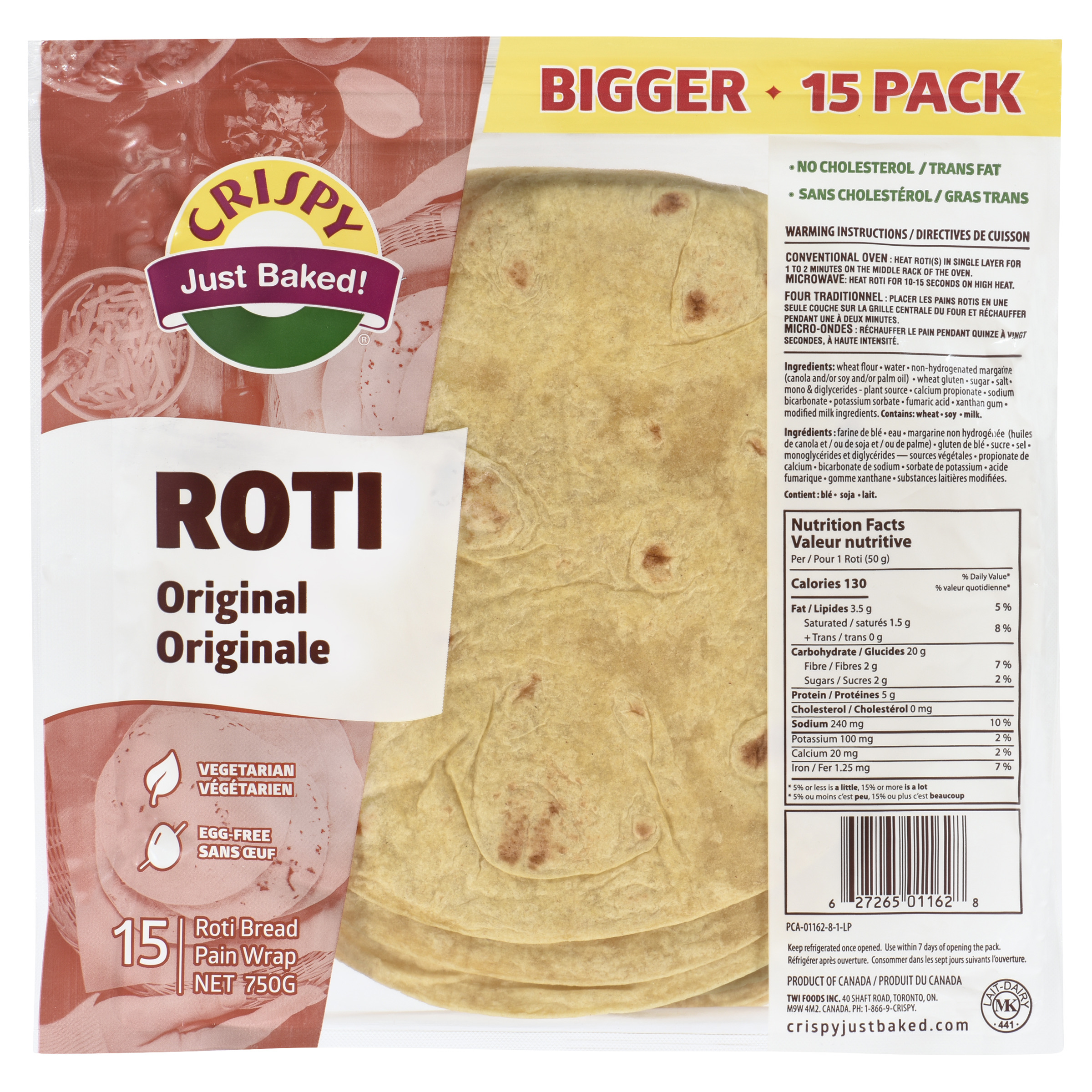 Buy Crispy Original Roti Wrap 7-inch 15 Pack 750 g | Sobeys Inc.