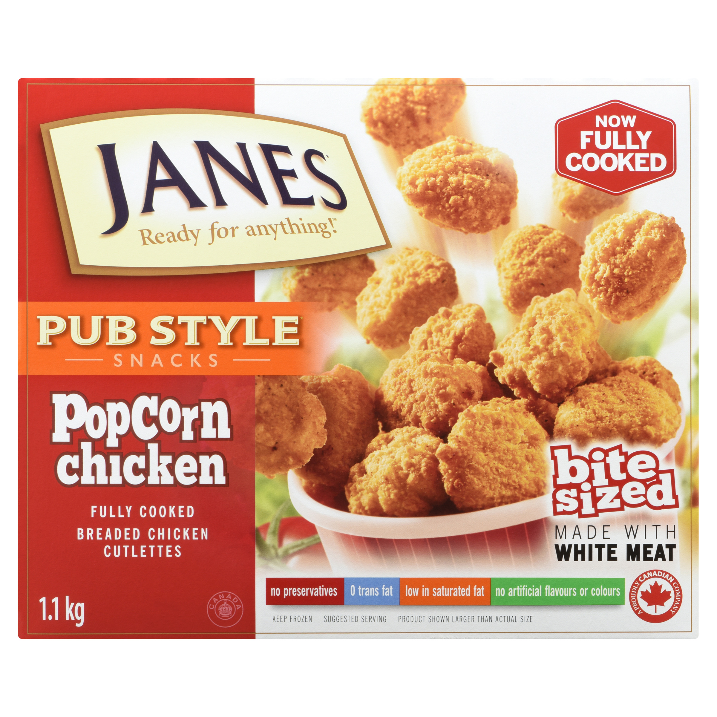 Janes Frozen Breaded Popcorn Chicken Fully Cooked