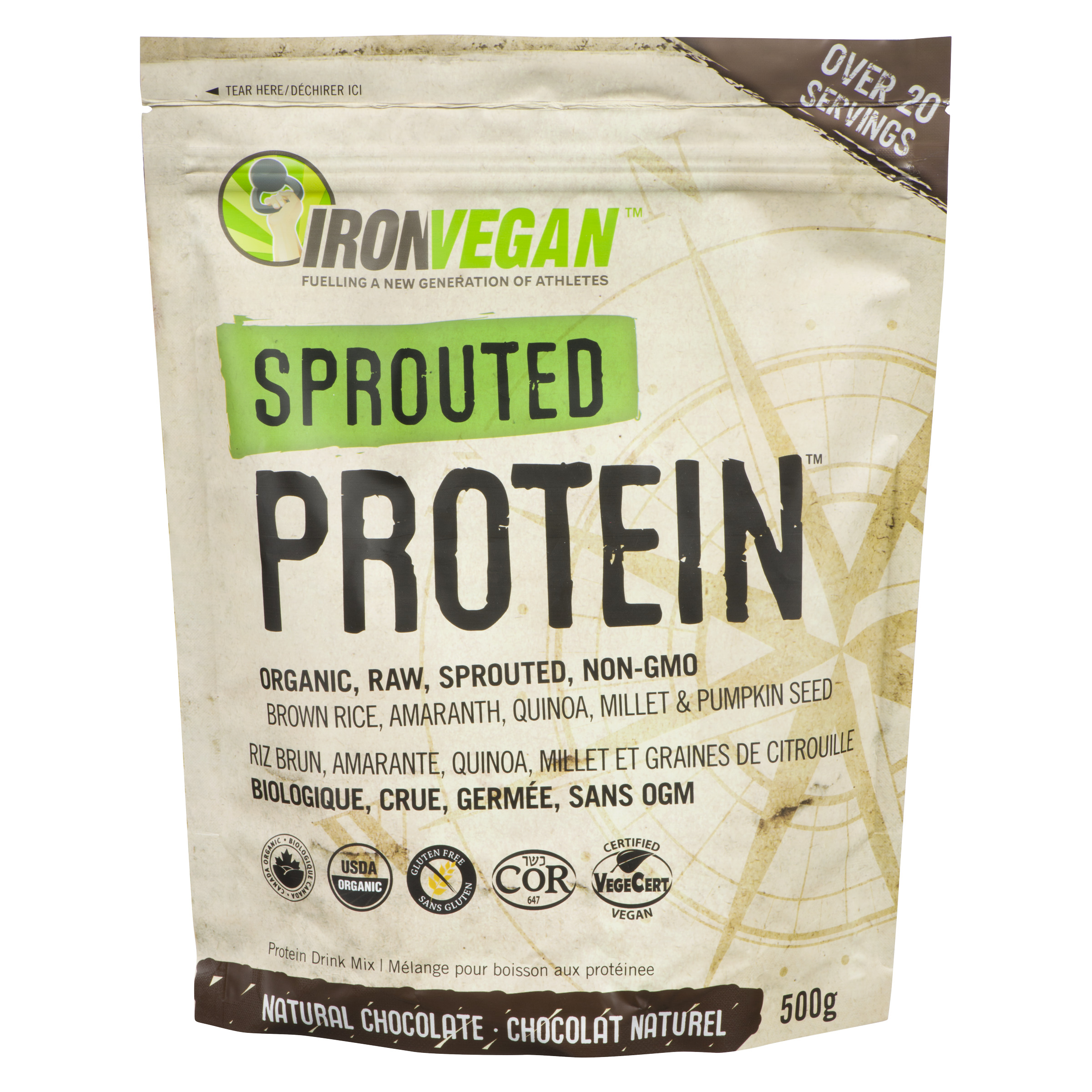 Buy Iron Vegan Sprouted Protein Powder Natural Chocolate 500 g | IGA