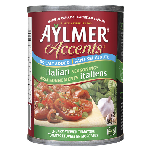 Aylmer Accents Canned Chunk Tomatoes Italian No Salt Added 540 ml