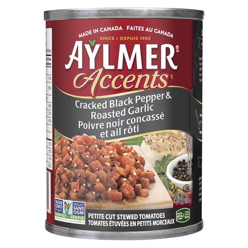 Aylmer Accents Stewed Tomatoes Garlic & Black Pepper