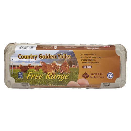 Country Golden Yolks Brown Eggs Free Range Large 12 Count