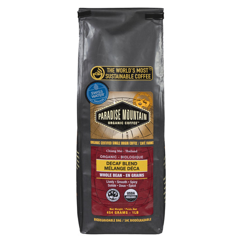 Paradise Mountain Organic Coffee Organic Whole Bean Coffee Decaf