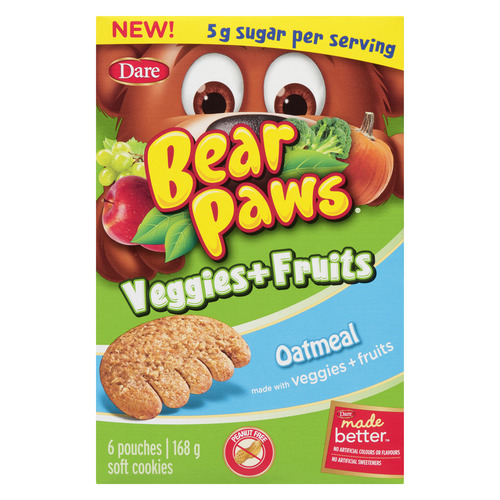 Dare Bear Paws Cookies Veggies & Fruit Oatmeal