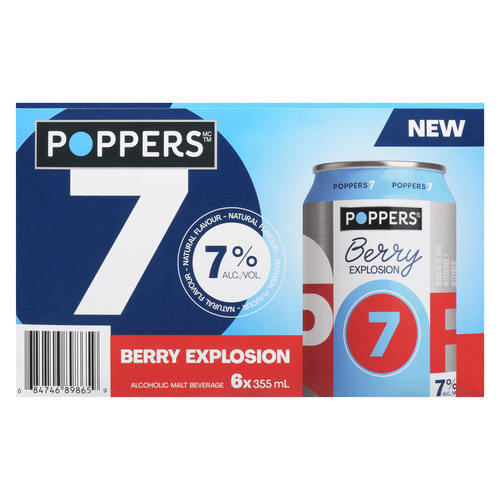 Buy Poppers 7% Alcoholic Beverage Berry Explosion 6 x 355 ml (cans) | IGA