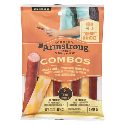 Armstrong Combos Marble & Naturally Smoked Ham Sausage Sticks, 8 Pack