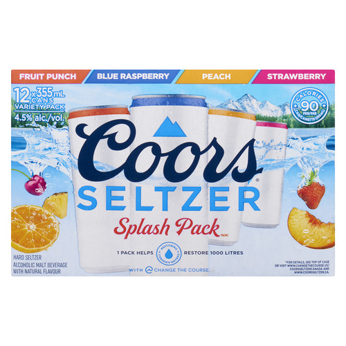 Coors Fruit Splash Seltzer 4.5% Alochol 12 x 355 ml (cans)