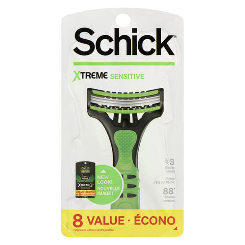 Buy Schick Xtreme Sensitive Disposable Razors 3 Blades For Men 8 Pack ...