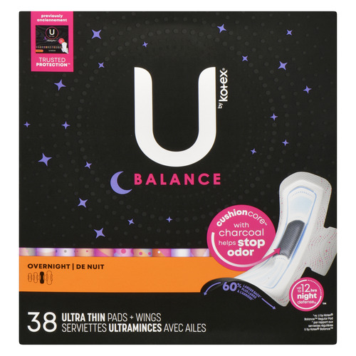 U by Kotex Balance Ultra Thin Pads Overnight