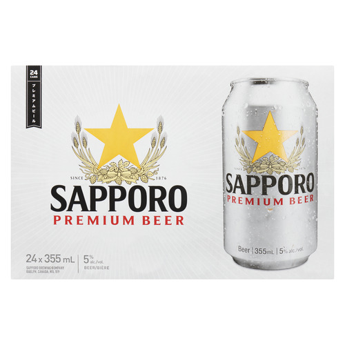 Sapporo Beer 5% Alcohol 24 x 355 ml (cans)