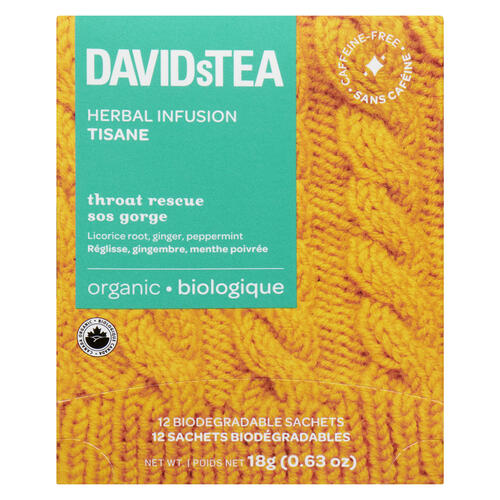 DAVID's Tea Organic Herbal Infusion Tea Throat Rescue