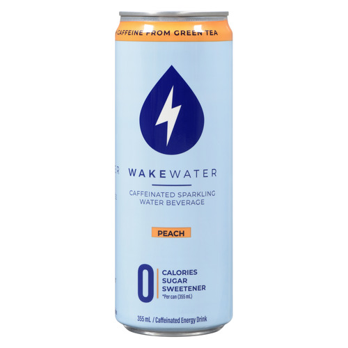 WakeWater Peach Caffeinated Sparkling Water