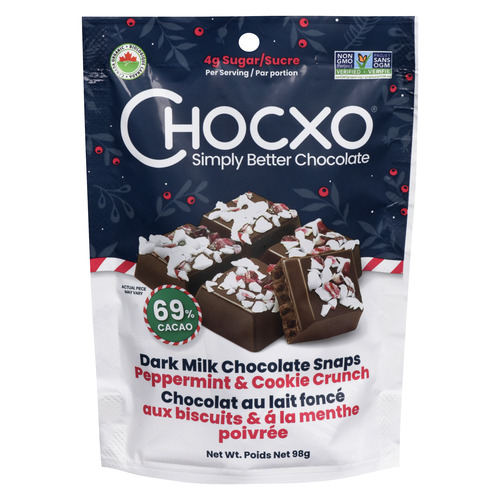 Buy Chocxo Dark Milk Chocolate Snaps Peppermint & Cookie Crunch 98