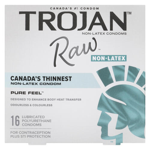 Buy Trojan Raw Non-Latex Condoms Lubricated Polyurethane 16 Count