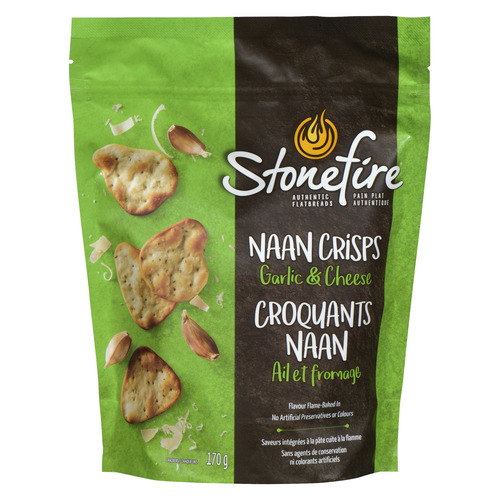 Stonefire Naan Crisps Crackers Garlic And Cheese