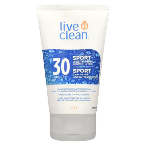 Buy Live Clean Sport Sheer Mineral Sunscreen SPF 30 113 g | Sobeys Inc.
